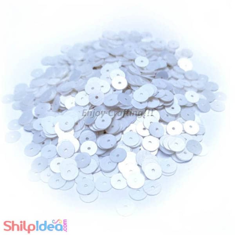 Sequins Round Flat 5mm - White