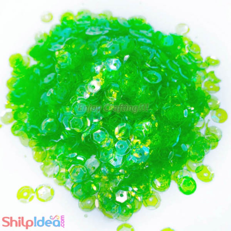 Sequins Round Cupped 5mm - Green AB